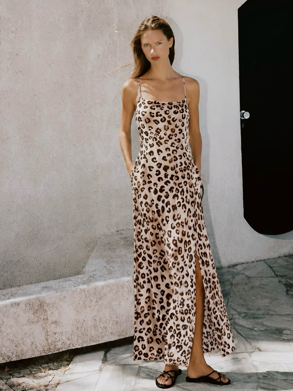 Zara Zw Collection Animal Print Slip Dress